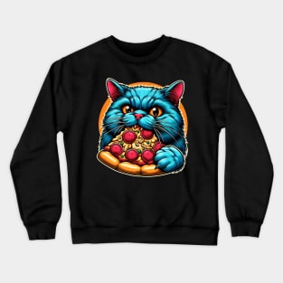 Cute Cat eating Pizza Crewneck Sweatshirt